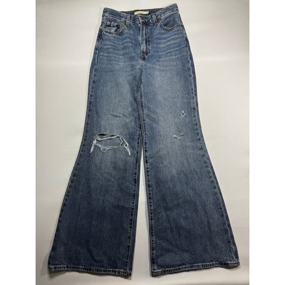 Levi's Women's High Loose Flare Leg Blue Denim Jeans -Size 26x32 (26x31.5) - Picture 1 of 6